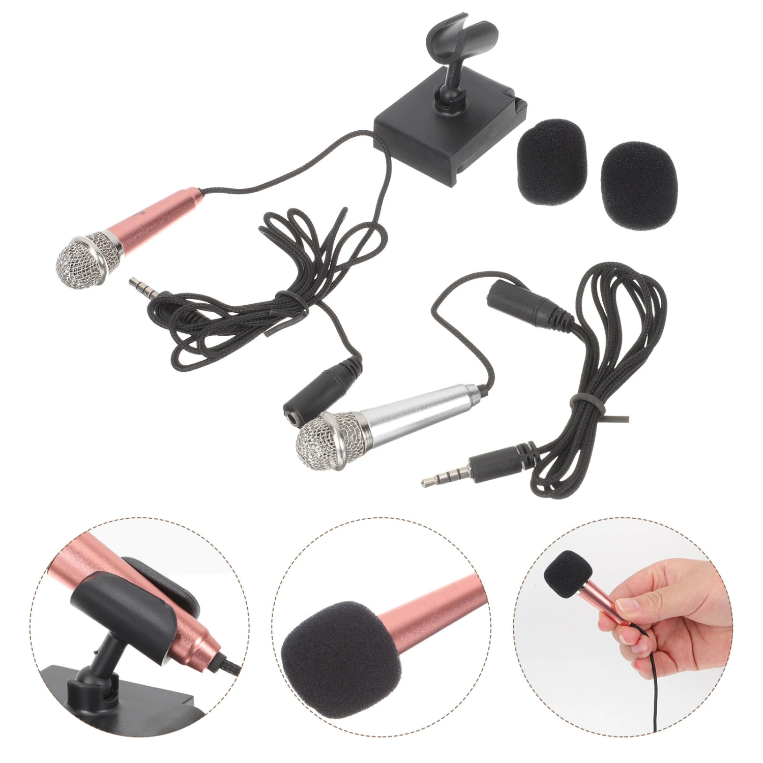 2Pcs Miniature Microphone Portable Mini Mic for Mobile Phone Laptop Notebook Singing