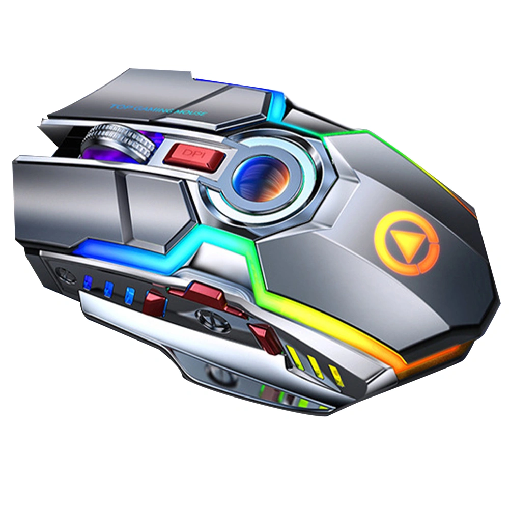 1pc RGB Colorful Wireless Electronic Sports Game Mute Charging Mouse Wireless Gaming Mouse for Friends (Grey)