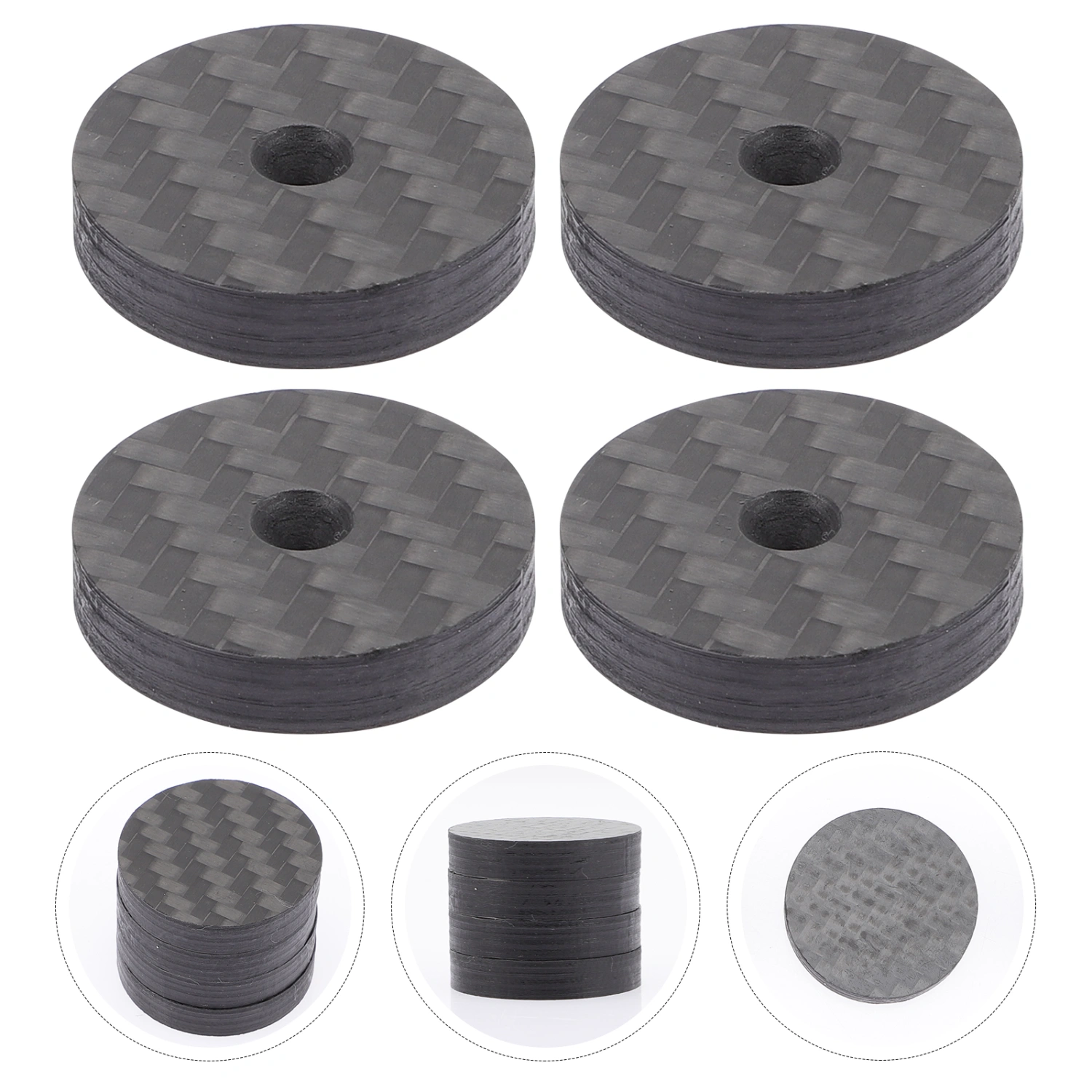 4Pcs Carbon Fiber Speaker Spikes Pads Mats Isolation Stand Speaker Foot Pad Base