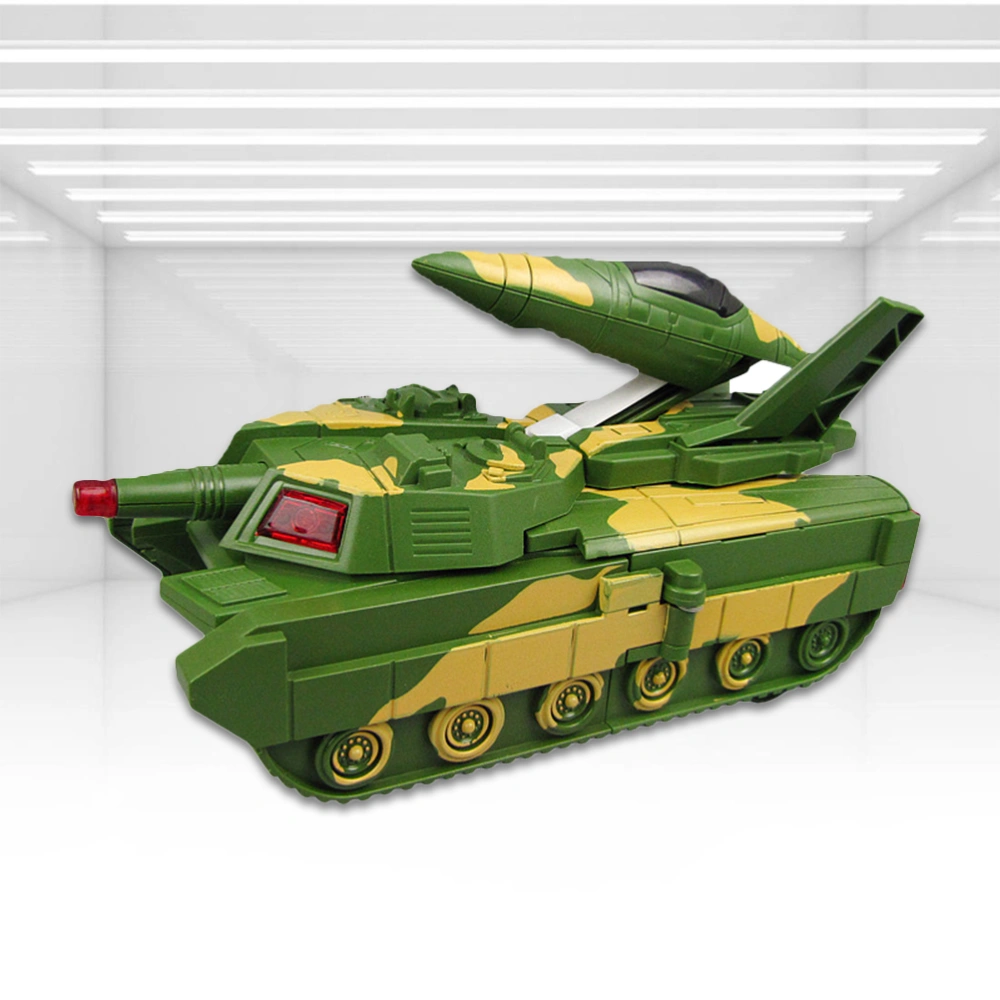 Electric Deformable Tank Aircraft Toys Creative Simulation Military Model Toys for Children Kids (Army Green without Battery)