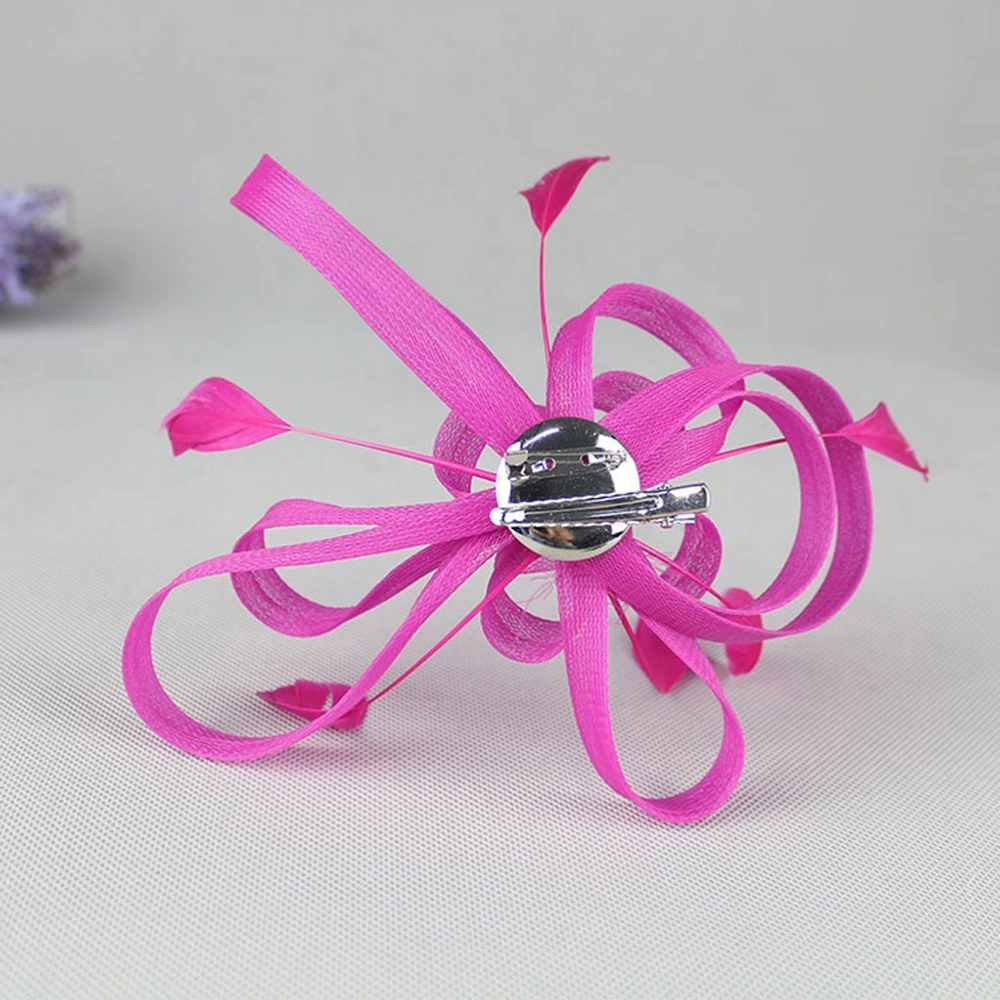 Wedding BridalFascinator Hair Clip Brooch Pin Hair Accessory (Rose Red)