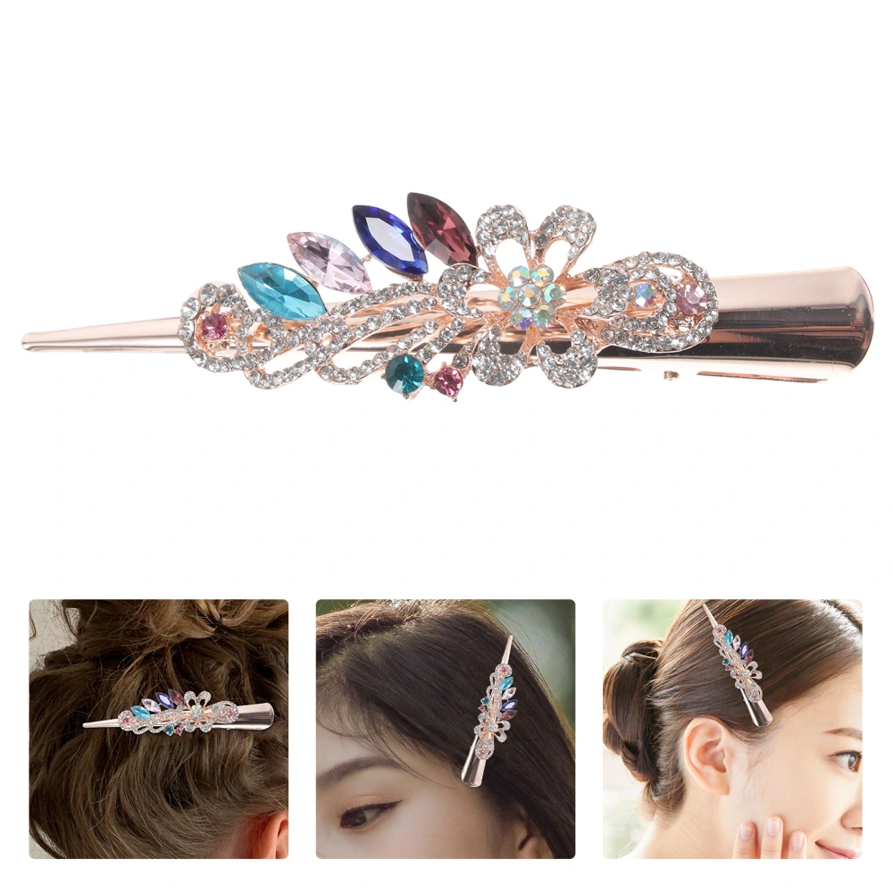 Duckbill Hair Clamp Vintage Girl Hair Clip Woman Hairdressing Clip Rhinestone Hair Clip