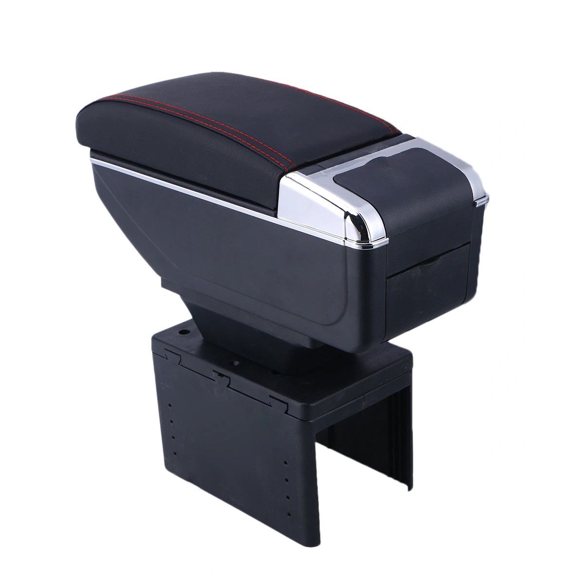 Universal Car Special Armrest Box Refit Central Handheld Box Adjustable Width Belt(Double-layer Telescopic Black Red Line,without USB)