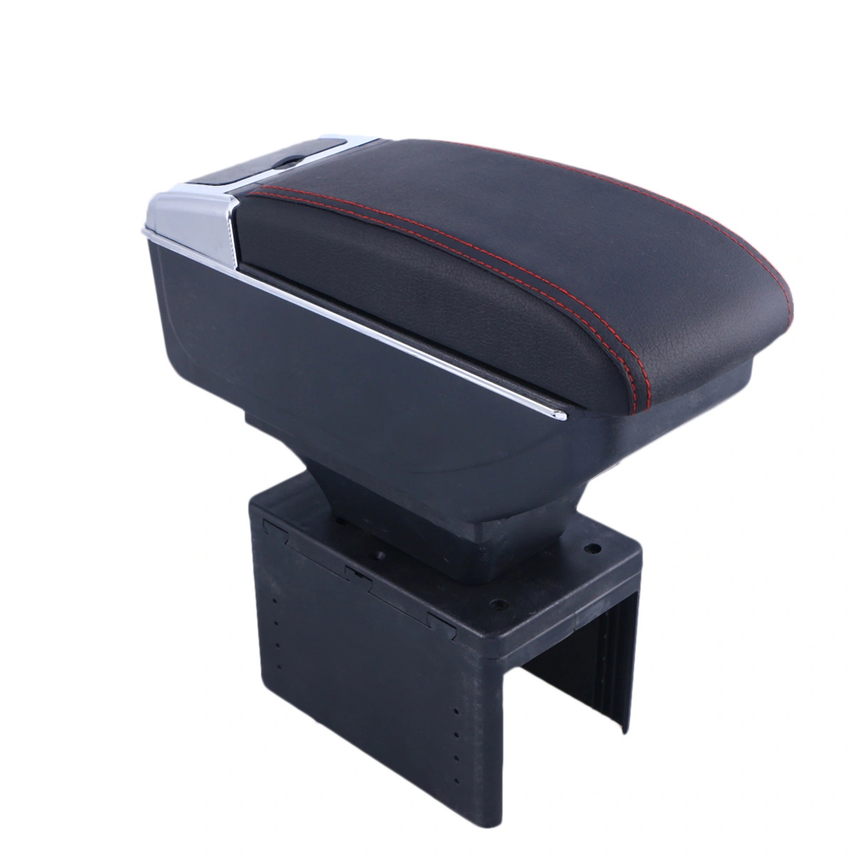 Universal Car Special Armrest Box Refit Central Handheld Box Adjustable Width Belt(Double-layer Telescopic Black Red Line,without USB)
