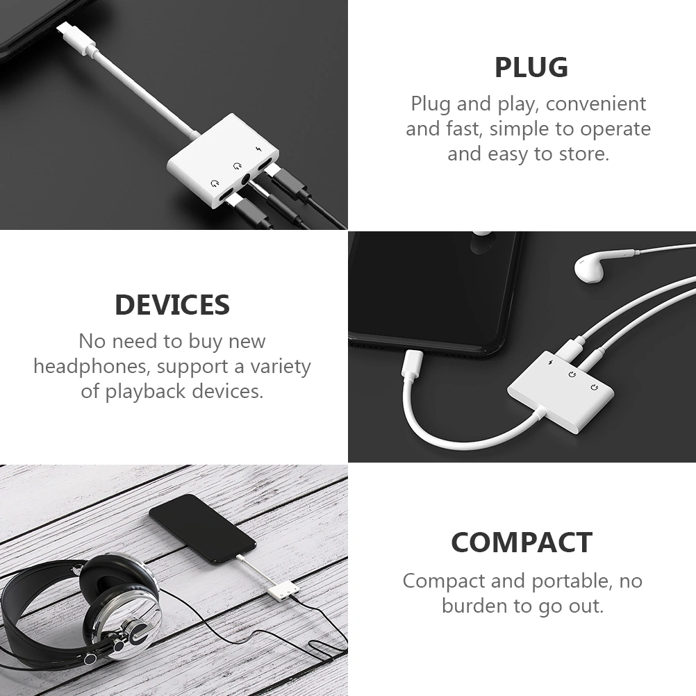 1pc 3-in-1 USB to 3.5mm Headphone Jack Adapter Portable Audio Cable Cord
