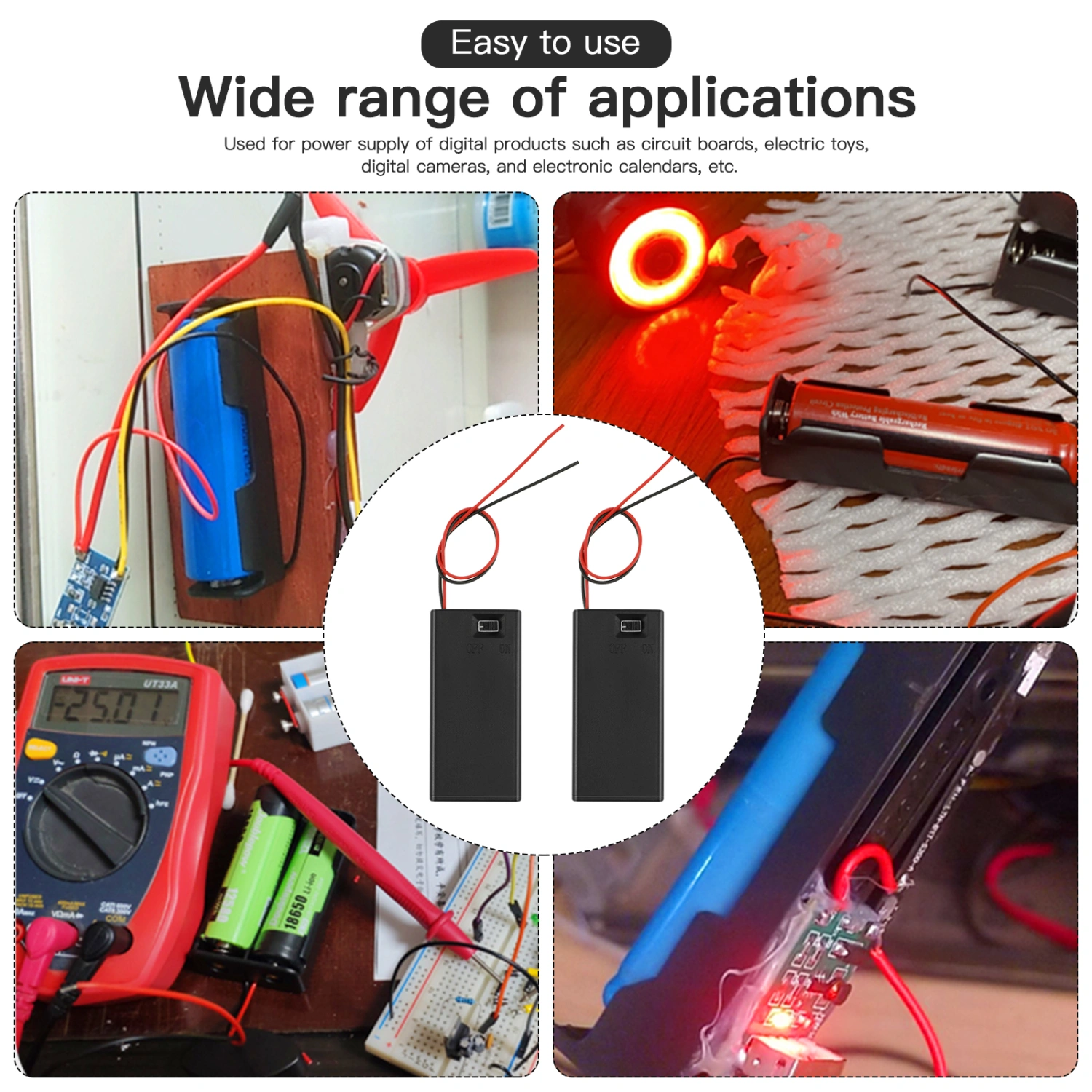 10pcs Battery Holder On/Off Switch Battery Case Insulating Batery Container (9V 6F22 Battery)