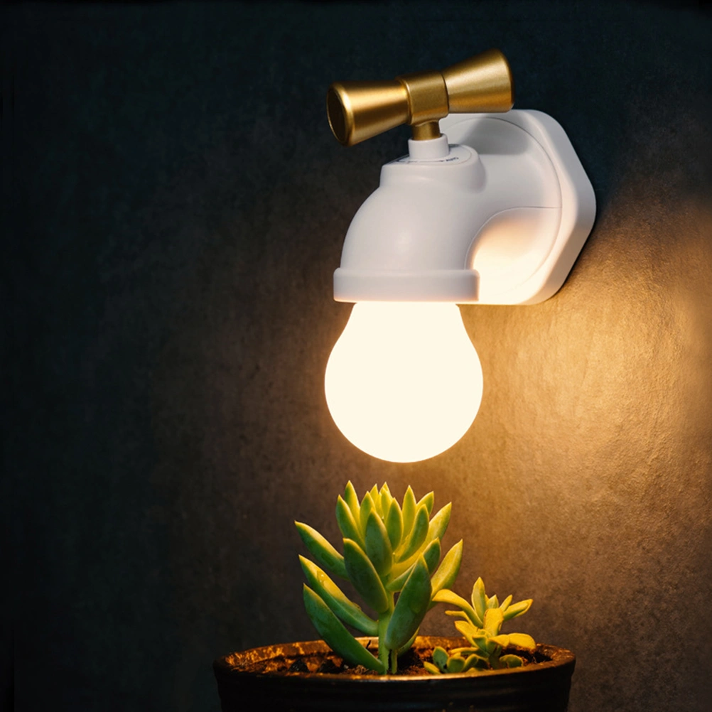 Faucet Type Voice Control LED Night Lamp USB Rechargeable Tap Night Light (White)