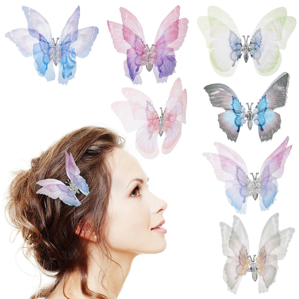 7Pcs Hair Clips Women 3D Butterfly Hairpins Glitter Barrette Headdress Hair Styling Accessories