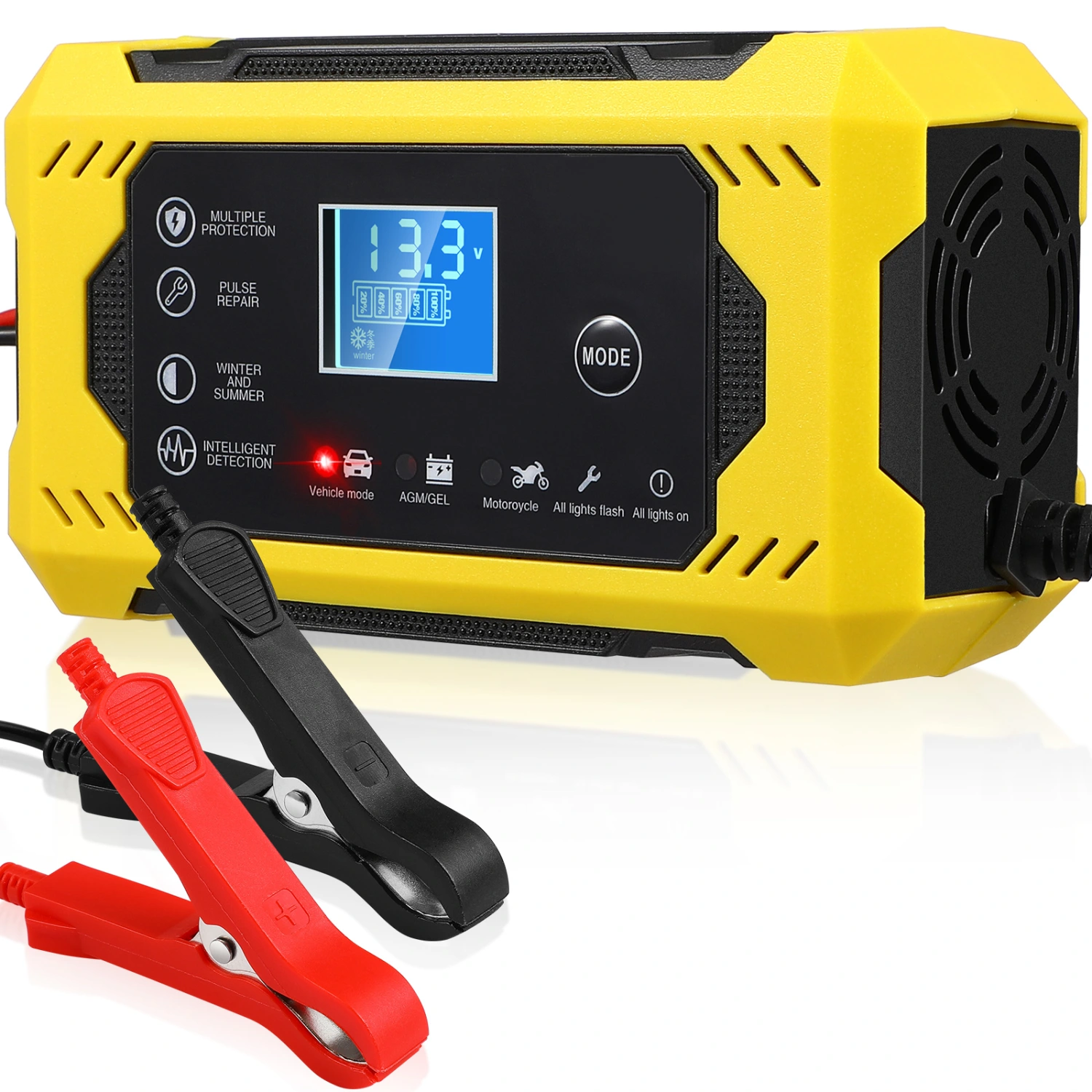 Car Battery Charger 12V 6A Automatic Battery Charger Maintainer Trickle Charger for Auto Motorcycle Vehicles Truck Lawn Mower with EU Plug