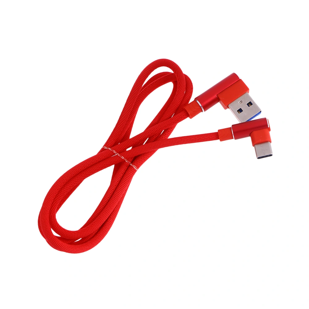 1M Right Angle USB Type C Cable Braided USB 2.4 A to 90 Degree USB-C Data Cable Charger Cord for Huawei P20/P20 Pro Mate 10 Galaxy S9/S8+ Note 8 LG V30 V20 G6 and More (Red)