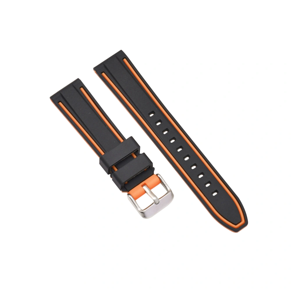 Silicone Watch Band Replacement Watchband Color Matching Watch Strap Compatible for S3 (26mm Black and Orange)