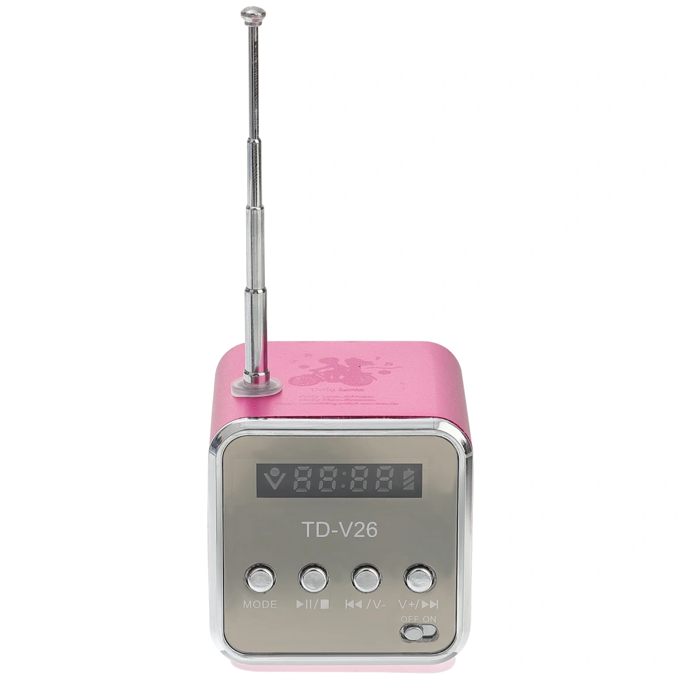 Mini Digital Portable Music MP3/4 Player Micro SD/TF USB Disk Speaker FM Radio (Rosy)