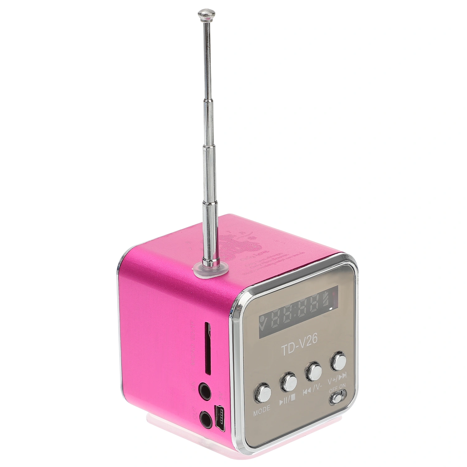 Mini Digital Portable Music MP3/4 Player Micro SD/TF USB Disk Speaker FM Radio (Rosy)