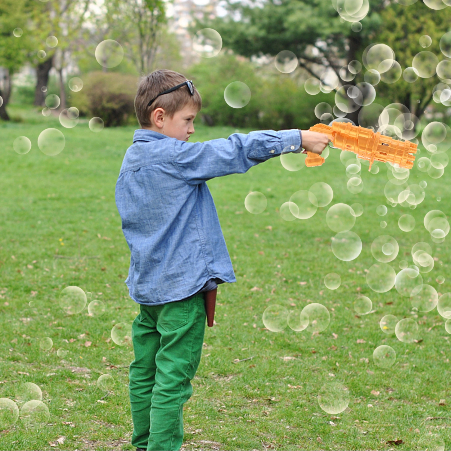1 Set Bubble Shooter 9-Hole Bubble Machine Outdoor Beach Toy Without Battery