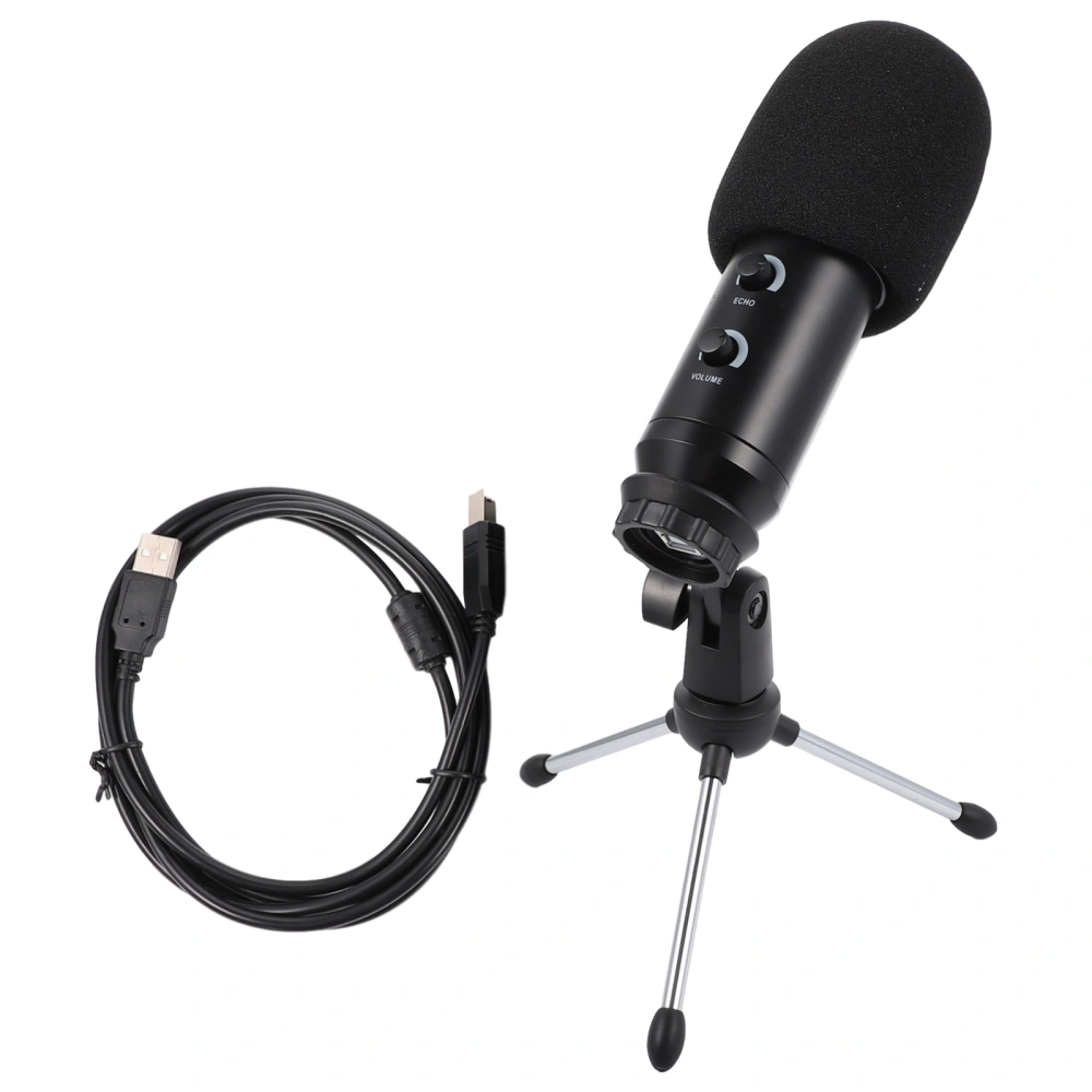 1 Set USB Recording Microphone with Tripod for Mobile Phone and Computer (Black)