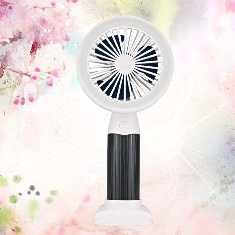 Mute Desktop Fan Mini Handheld Small Fan for Home School with Light Office Outdoor (Black and White)