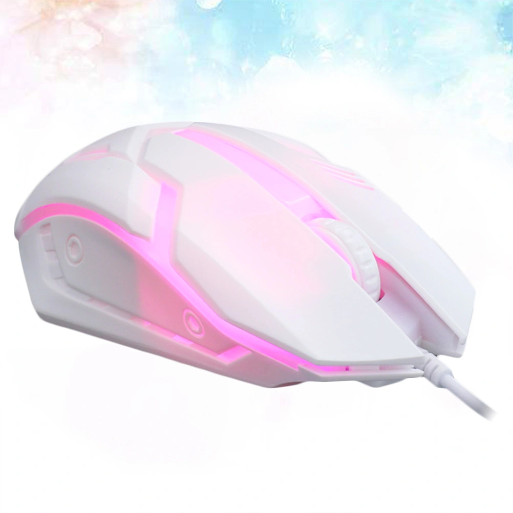 Practical Wired USB Gaming Mouse Computer Game Mouse Gaming Accessories Supplies for Home Dorm (White)