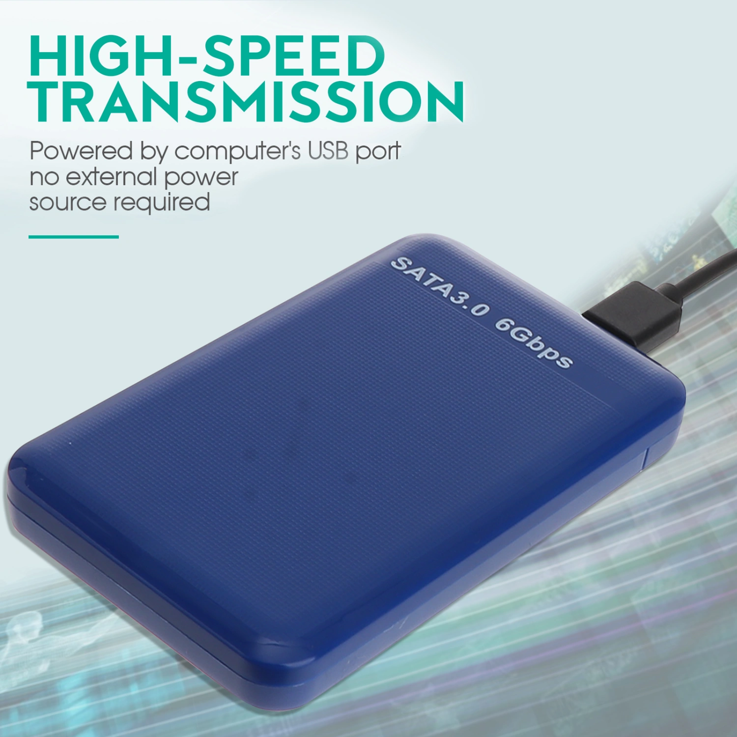 2.5Inch USB3.0 SATA 3.0 High 6Gbps Mobile Hard Drive Disk Portable Enclosure (Blue)