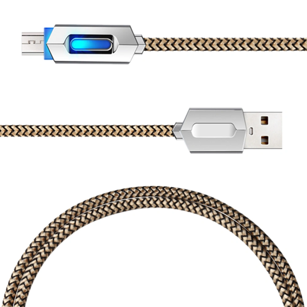 1 Meter Charger Cable with LED Light Indicator Nylon Braided Micro USB Data Sync and Charging Cable for Android Phones Tablets Galaxy S7/ S6/ Pixel 2/Sony LG Lumia (Golden)