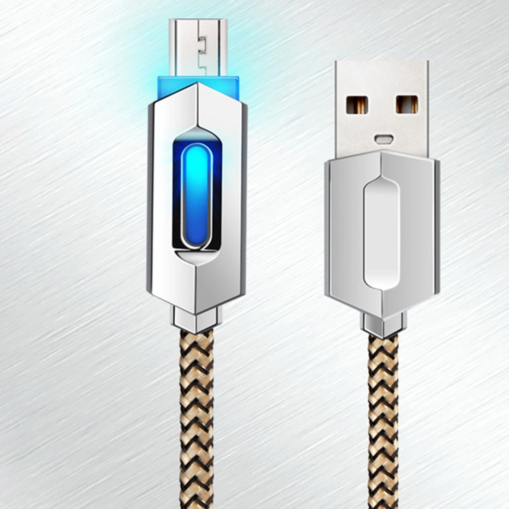 1 Meter Charger Cable with LED Light Indicator Nylon Braided Micro USB Data Sync and Charging Cable for Android Phones Tablets Galaxy S7/ S6/ Pixel 2/Sony LG Lumia (Golden)