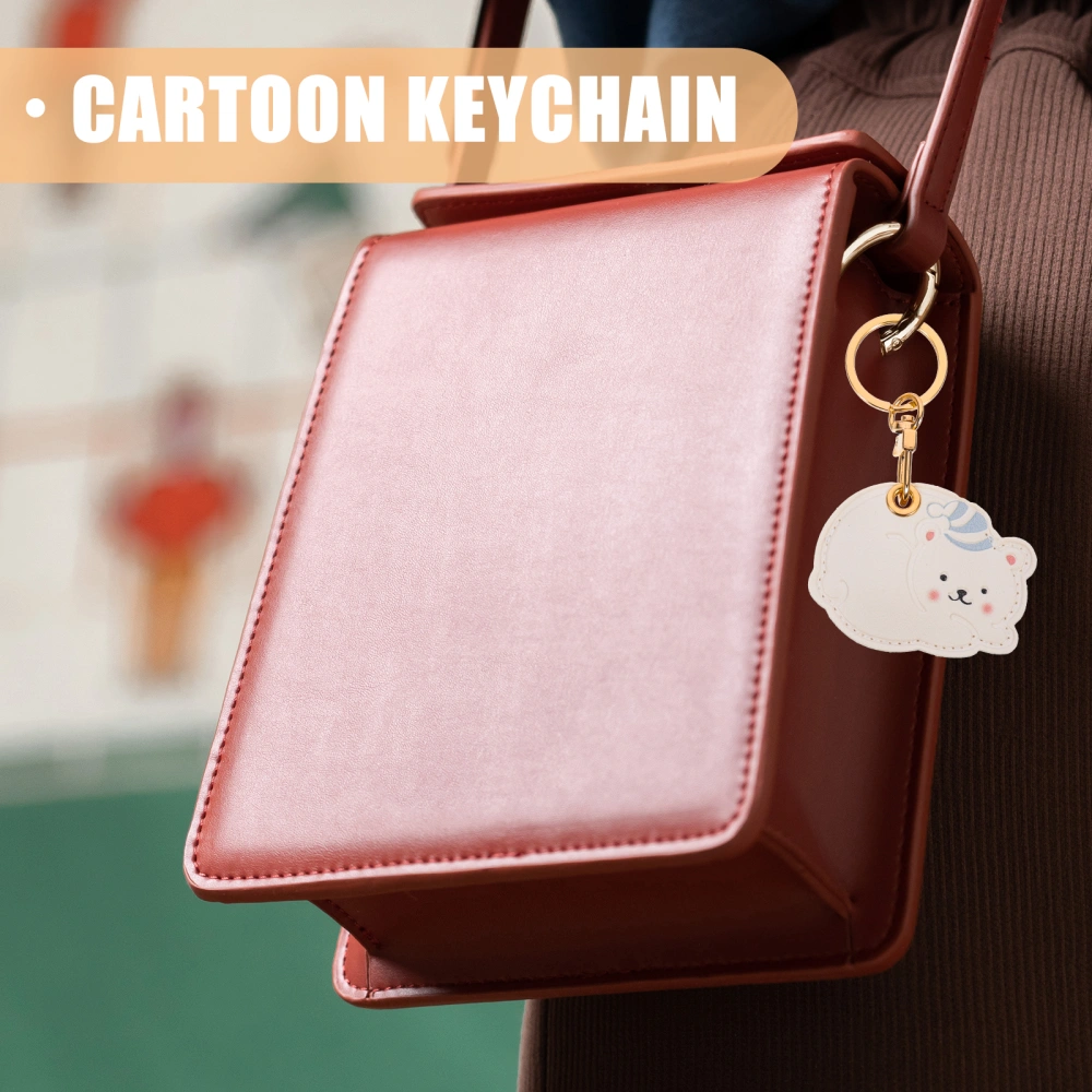 2pcs Cartoon Keychain PU Leather Access Card Cover Key Ring Entrance Guard Card Cover