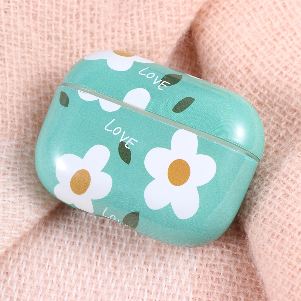 1pc Earphone Protective Case Cover Hard Case Shok-proof Anti-lost Compatible for Apple Airpods pro (White Flower Pattern)