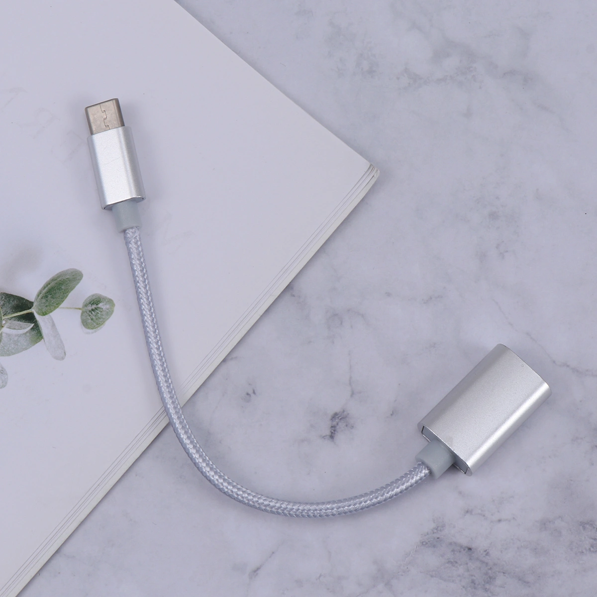 Braided Type-c Male to USB Female Extender Adapter Cable Converter OTG Data Sync Transfer Battery Charger Silver