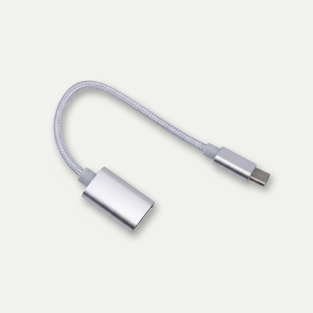 Braided Type-c Male to USB Female Extender Adapter Cable Converter OTG Data Sync Transfer Battery Charger Silver