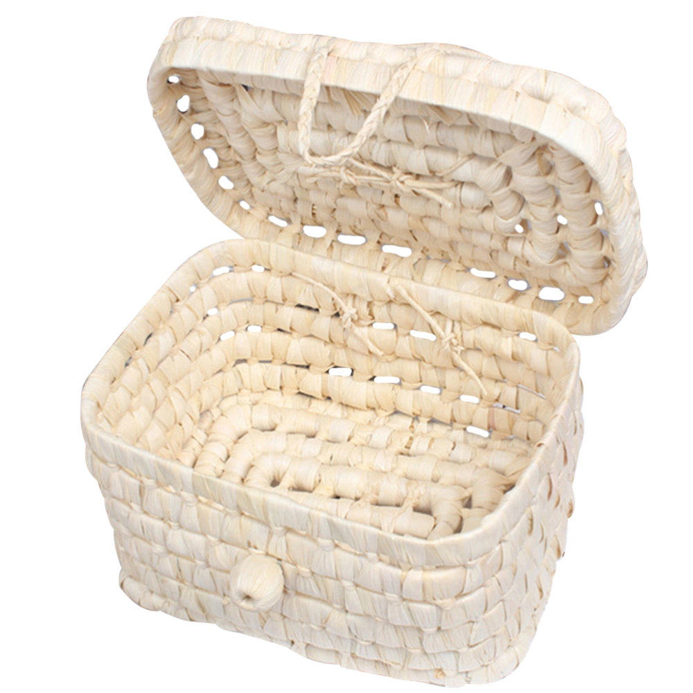 Straw Storage Bin Woven Basket Storage Basket for Bedroom Bathroom and Kitchen