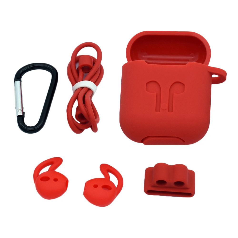 5pcs Dust Proof Shockfroof for Wireless Earphone Protective Case Cover Slim Sleeve Wrap Earphones Pouch Red