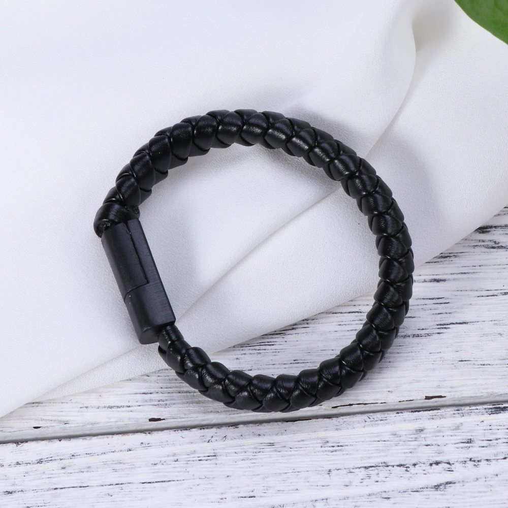 20cm USB Type C Data Sync Cable Braided Wristband Style Charging Cable (Black)