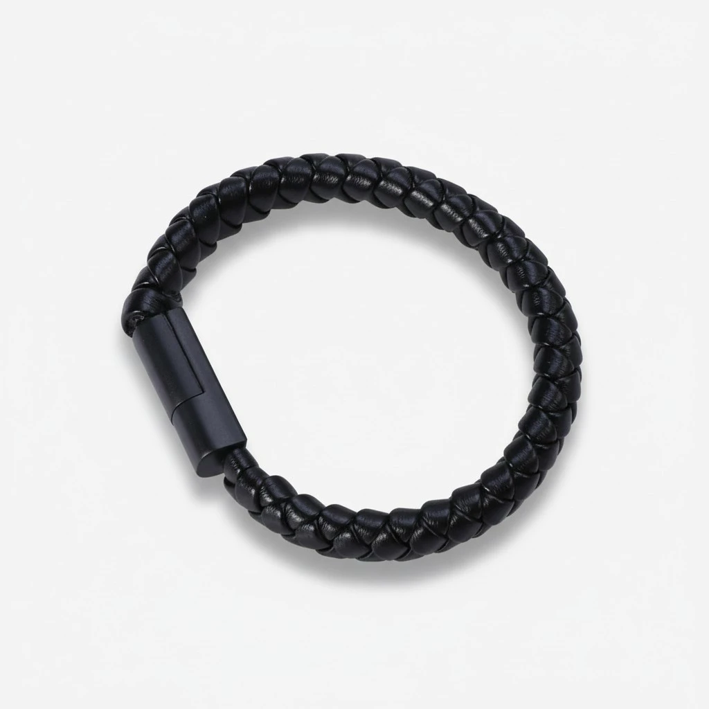 20cm USB Type C Data Sync Cable Braided Wristband Style Charging Cable (Black)