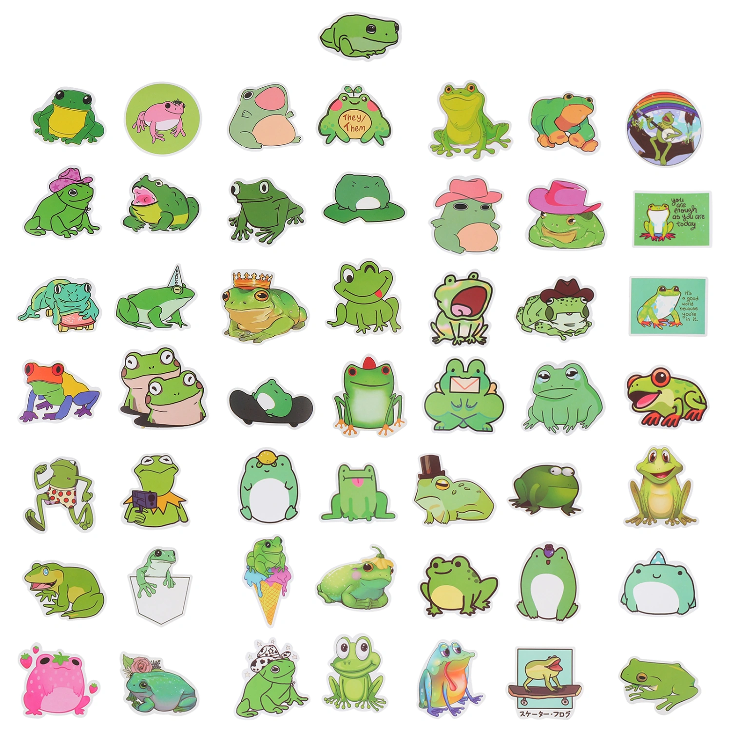 50pcs/Set Cartoon Stickers Funny Frogs Envelope Decals Cup Decorative Decals