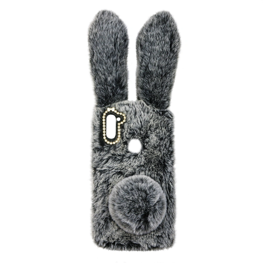 Rabbit Design Phone Shell Creative Phone Cover Adorable Phone Shell Plush Phone Protector Compatible for Galaxy A11 (Dark Grey)