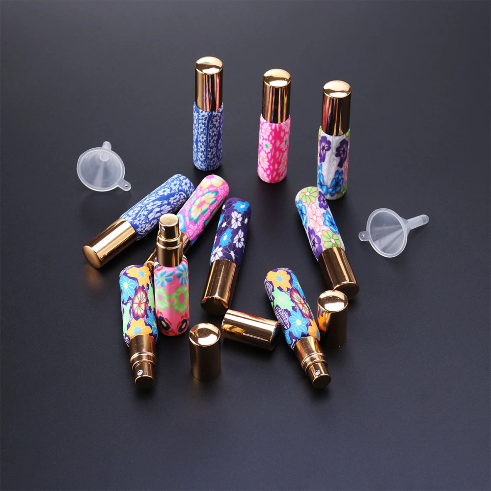 Empty Perfume Bottle Glass Perfume Spray Bottle with Colorful and Mini Funnel(Random Color)