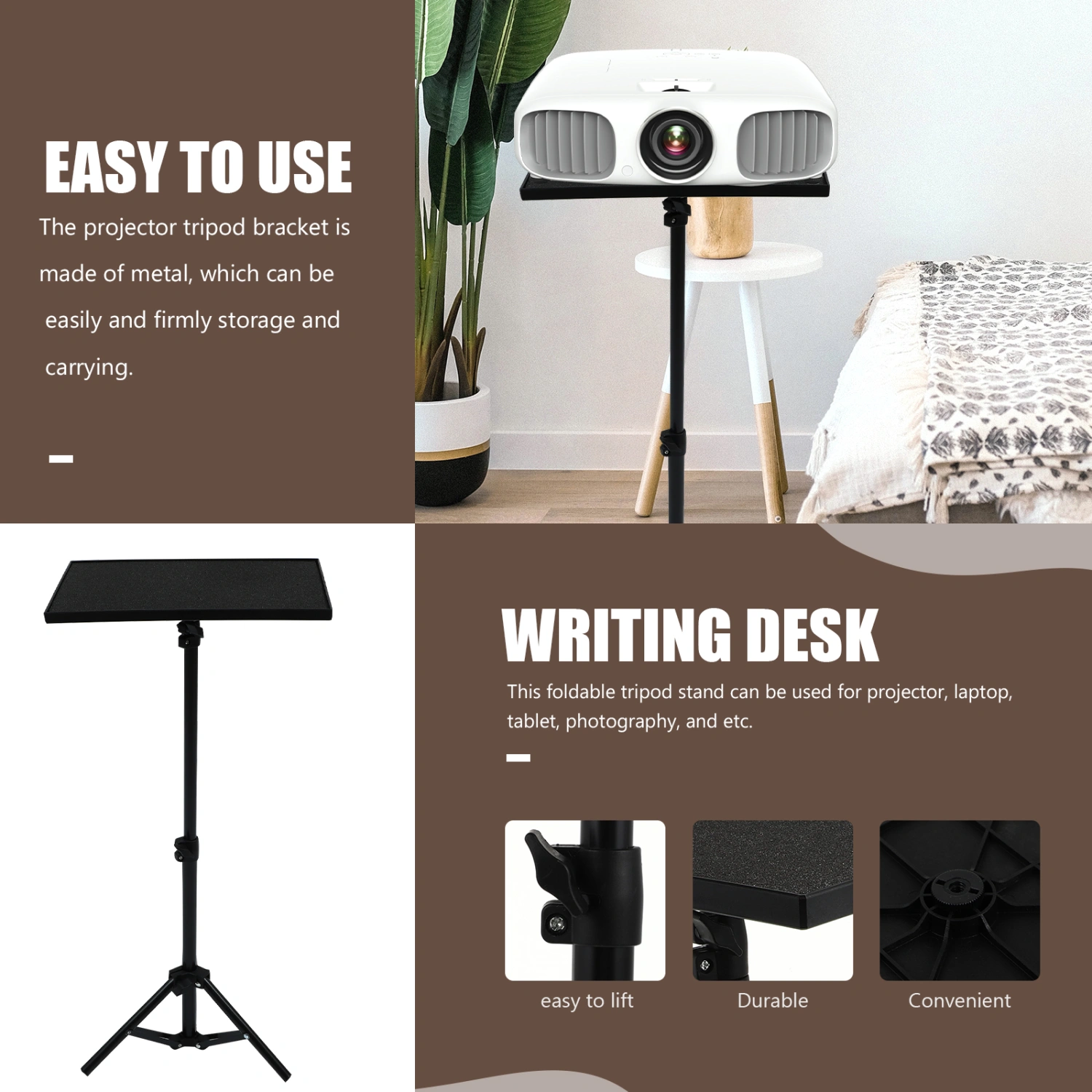 Projector Table 1.1m Adjustable Projector Tripod Book Stand Foldable Bracket