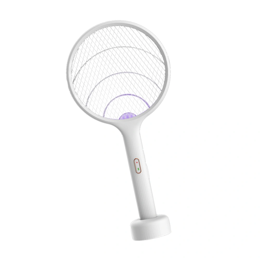 1PC Mosquito Trap Mosquito Swatter Electronic Fly Swatter Mosquito Remover for Home Hotel Office Restaurant (White, with Base)