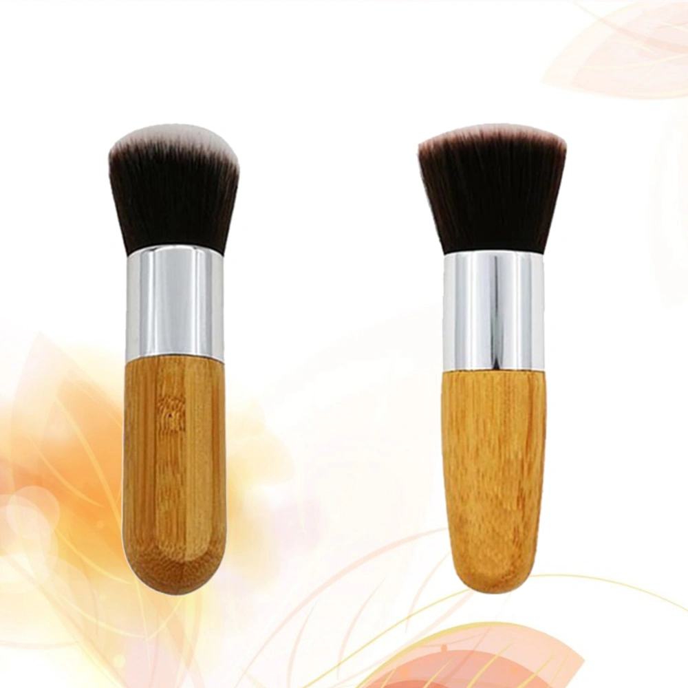 2pcs Cosmetic Brushes Makeup Brushes Set Foundation Brush Mutifunction Brush Makeup Tools(Flat and Round Head Brush)