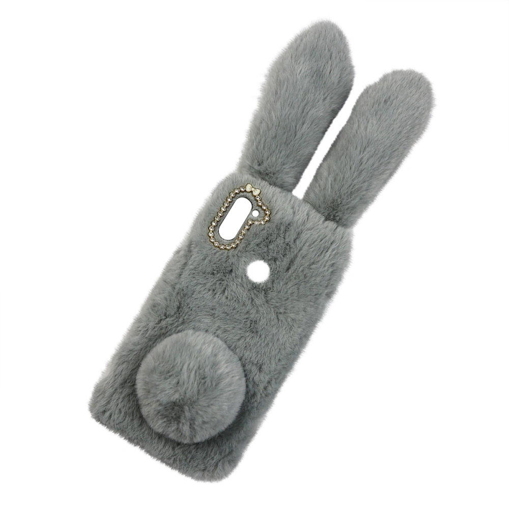 Rabbit Design Phone Shell Creative Phone Cover Adorable Phone Shell Plush Phone Protector Compatible for Galaxy A11 (Light Grey)