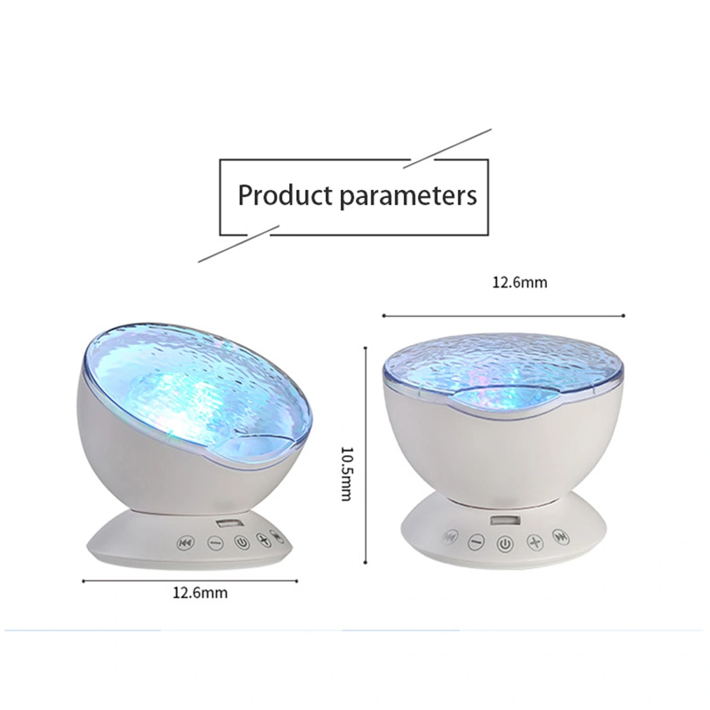 Colorful Ocean Waves Projector Multicolor Night Light Lamp Projection Light for Baby Nursery Bedroom Living Room (White)