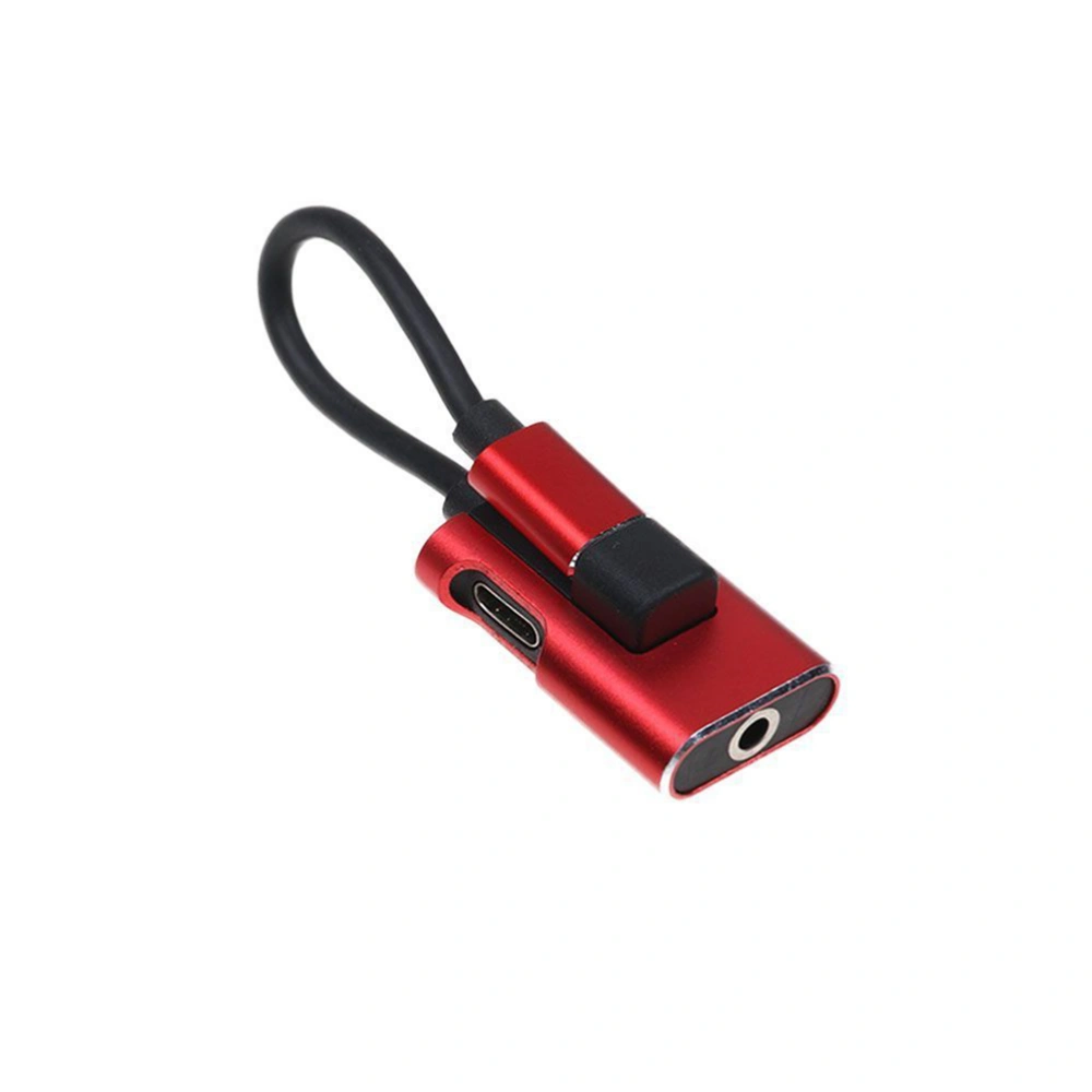 2 In 1 Type-C To 3.5mm Headphone Jack AUX Audio Cable Adapter Charging Converter for Phone (Red)