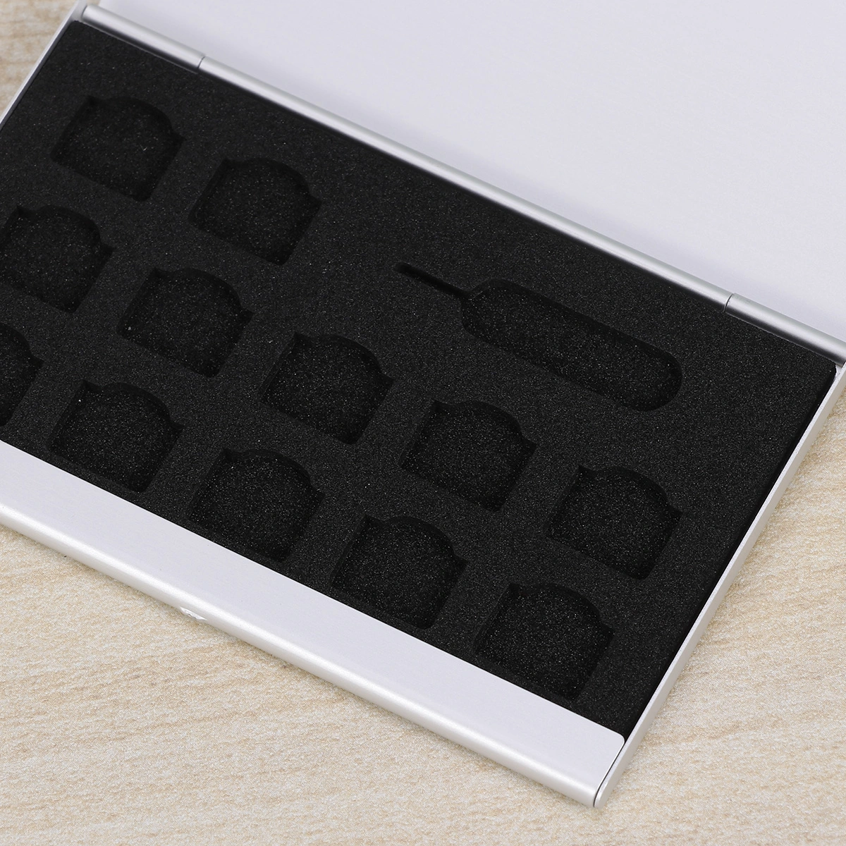 1pc Phone Number Storage Holder Aluminum SIM Bag Chip Organizer with a Needle for Home Shop Silver