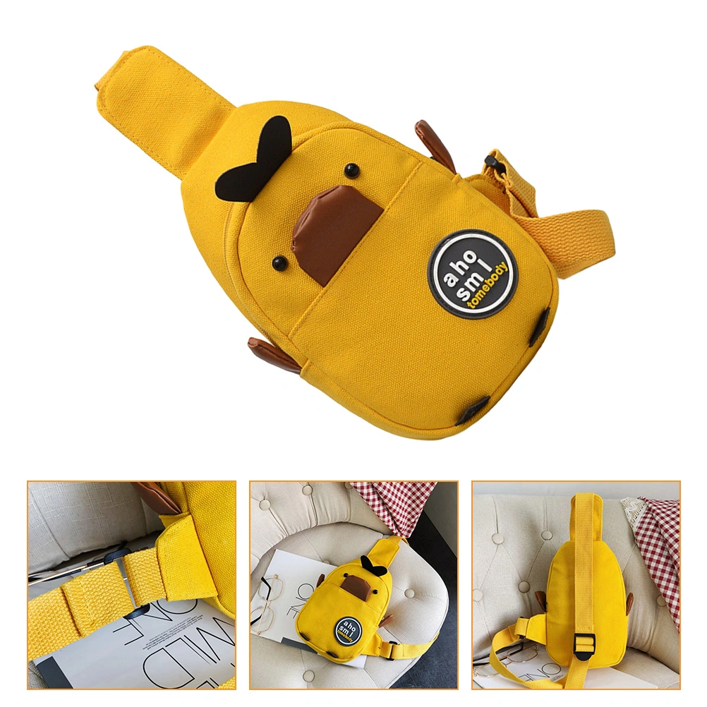 1 Pc Children's Lovely Little Duck Canvas Versatile Messenger Bag For Storage