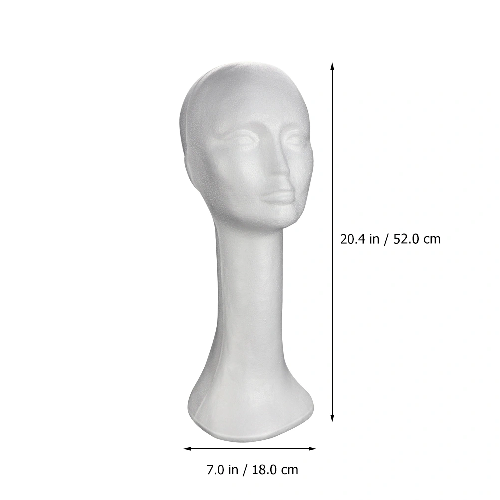 Wig Head Tall Female Foams Mannequin Head Display Model Head for Hats