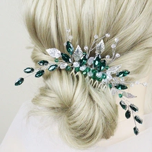 Green Rhinestone Hairpin Bridal Crystal Hair Pin Wedding Bride Hairpin U Shape Hairpin