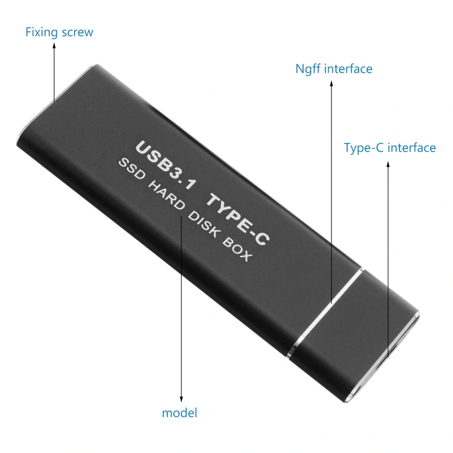 1Pc USB3.1 Mobile Hard Disk Box SSD External Hard Drive Case Solid State Drive Box