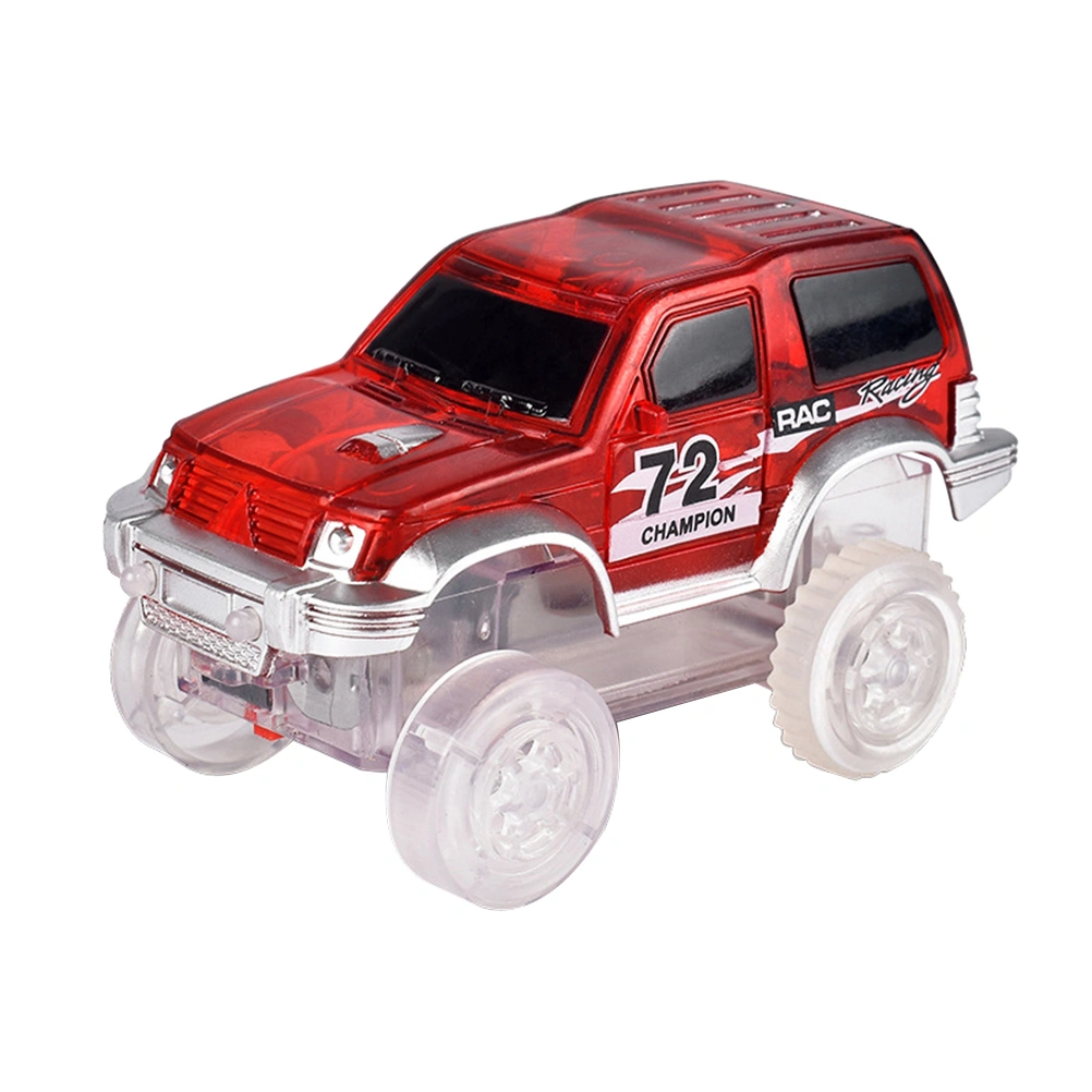 Electronic Botton Battery Power Car LED Glowing Racing Car Cartoon Small Plaything Model Toy Gifts for Baby Kids (Random Color, Without Battery)