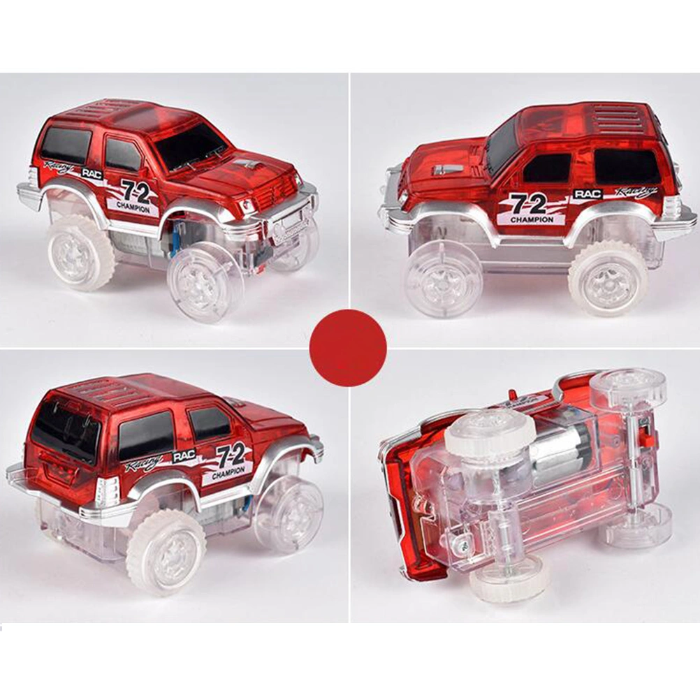 Electronic Botton Battery Power Car LED Glowing Racing Car Cartoon Small Plaything Model Toy Gifts for Baby Kids (Random Color, Without Battery)
