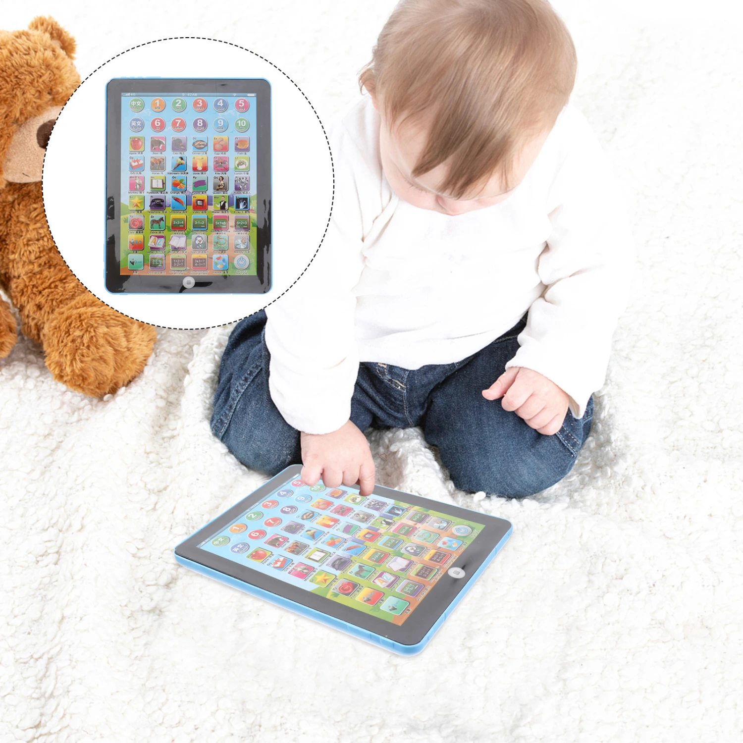 Early Education Tablet Pad Computer Learning Educational Teach Toy for Kids Children (Blue)
