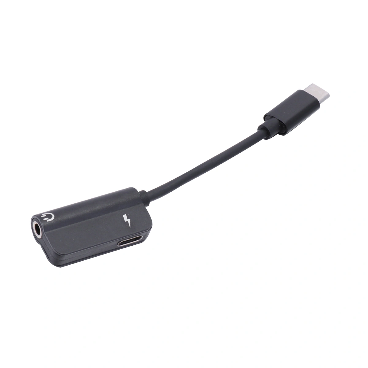 2-in-1USB Type C to 3.5mm Earphone Adapter Charger USB-C Audio Cable 3.5 Jack Headphone Adapter for Phone (Black)